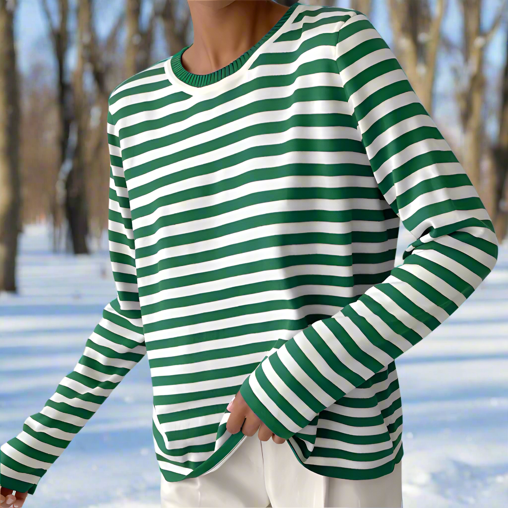 Luma Women Spring Long Sleeve Striped Tee For Everyday Wear