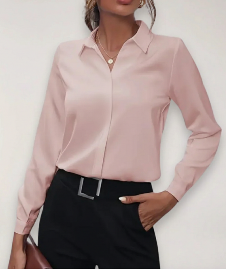 Lyra Women's Elegant Tailored Button-Up Work Blouse