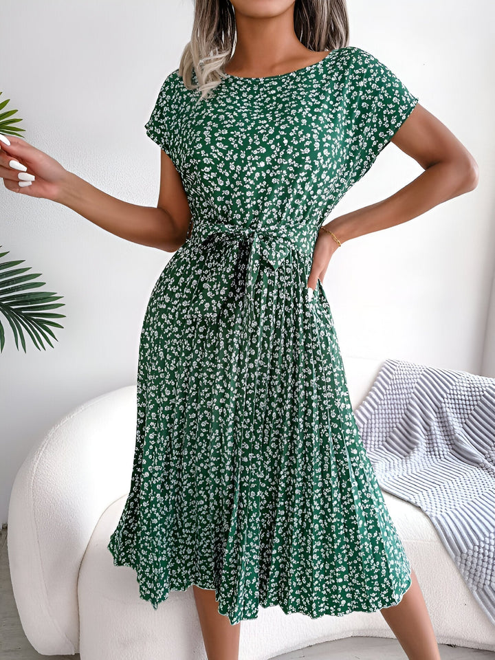 Nova Bloom Floral Pleated Elegance Dress For Women