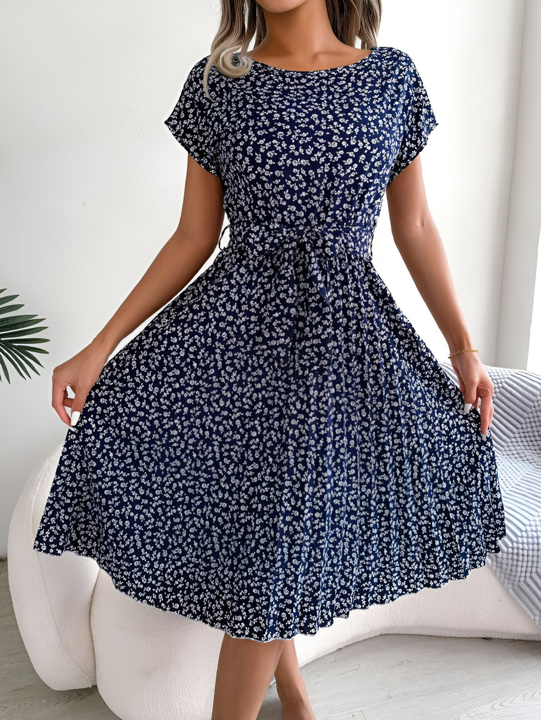Nova Bloom Floral Pleated Elegance Dress For Women
