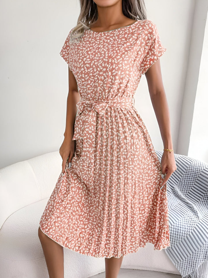 Nova Bloom Floral Pleated Elegance Dress For Women