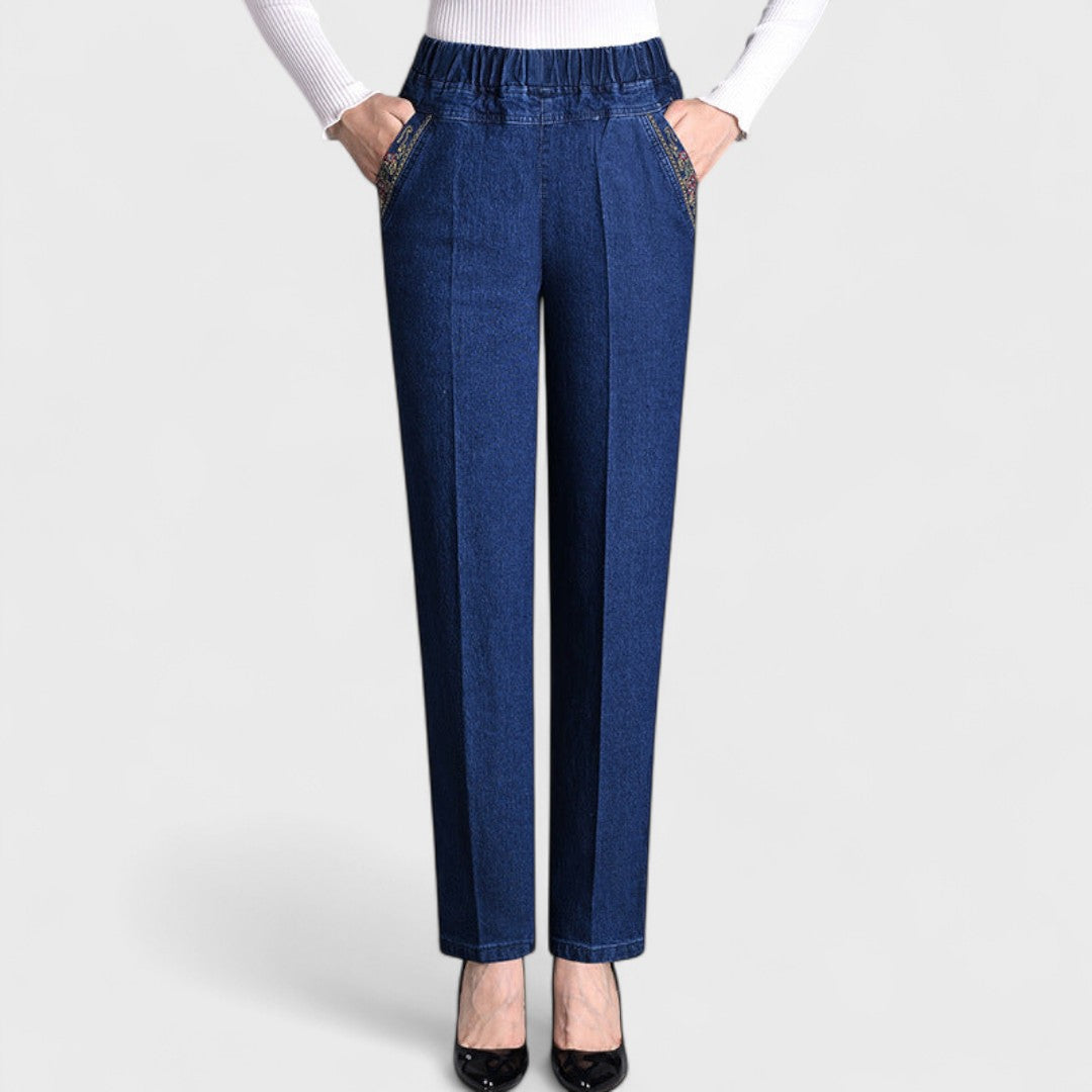 Nova Women’s Stretch Jeans With Side Pockets And Elastic Waist