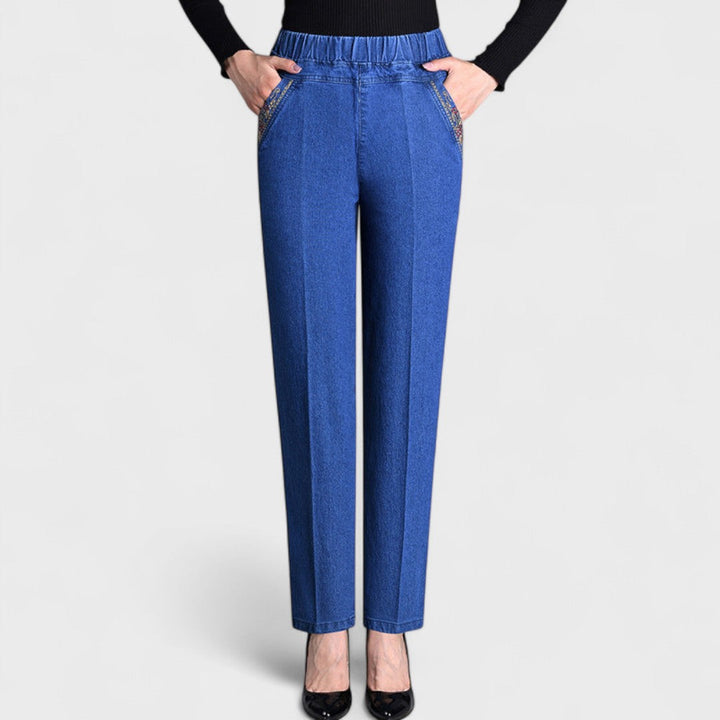 Nova Women’s Stretch Jeans With Side Pockets And Elastic Waist