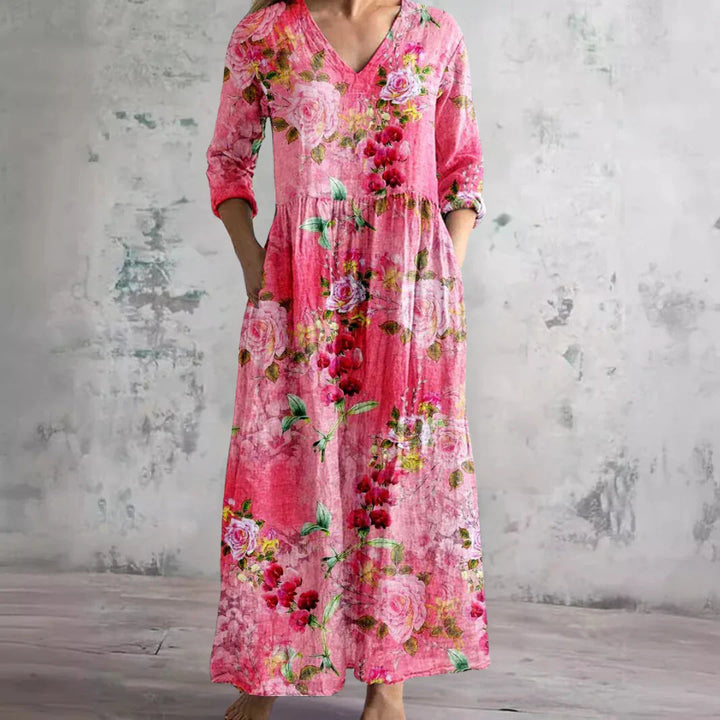 Nova Bloom Boutique Floral V-Neck Maxi Dress For Women
