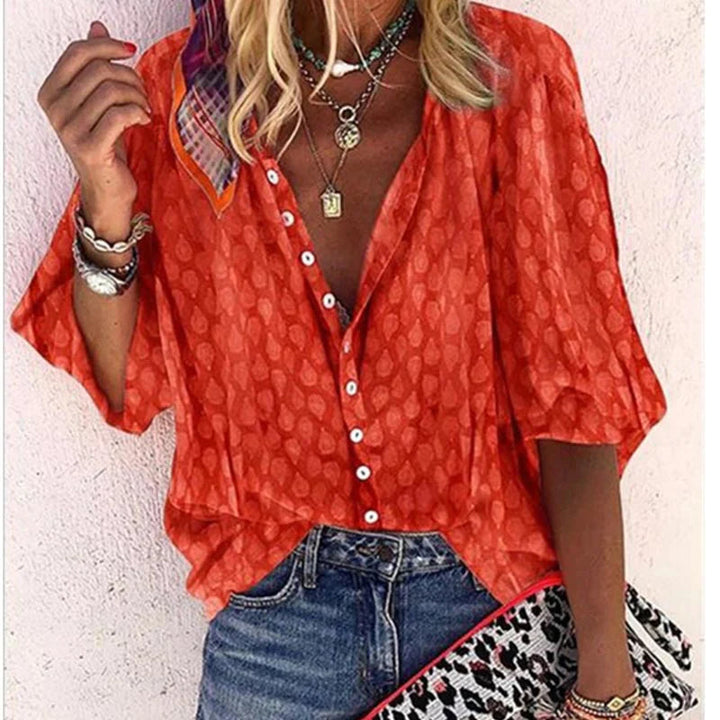Aurora Women Patterned Button Down Casual Summer Blouse